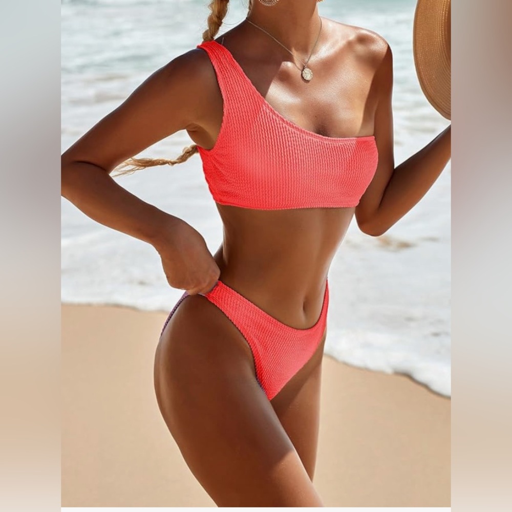 Coral Textured Bikini Set